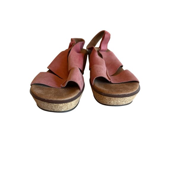 Clarks Collection Womens Pink Cork Wedge Sandals Size 9.5M Comfort - Picture 2 of 6